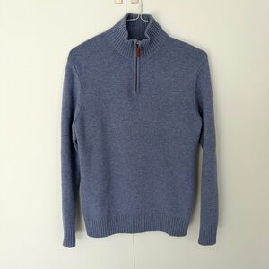 BONOBOS Men’s Slim Fit Quarter Zip Lambswool Sweater in Blue